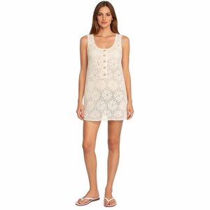 NWT Free People Crochet Tunic Dress or Swim Cover Small Ivory 100% Cotton